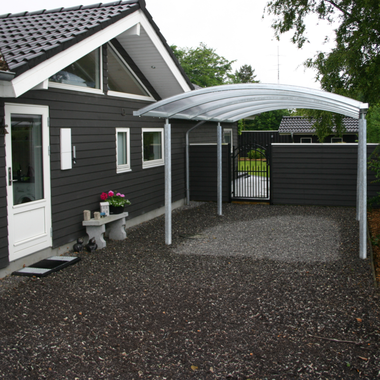 Enkelt stålcarport 3060x5200 mm firkantede stolper galvaniseret carport i stål