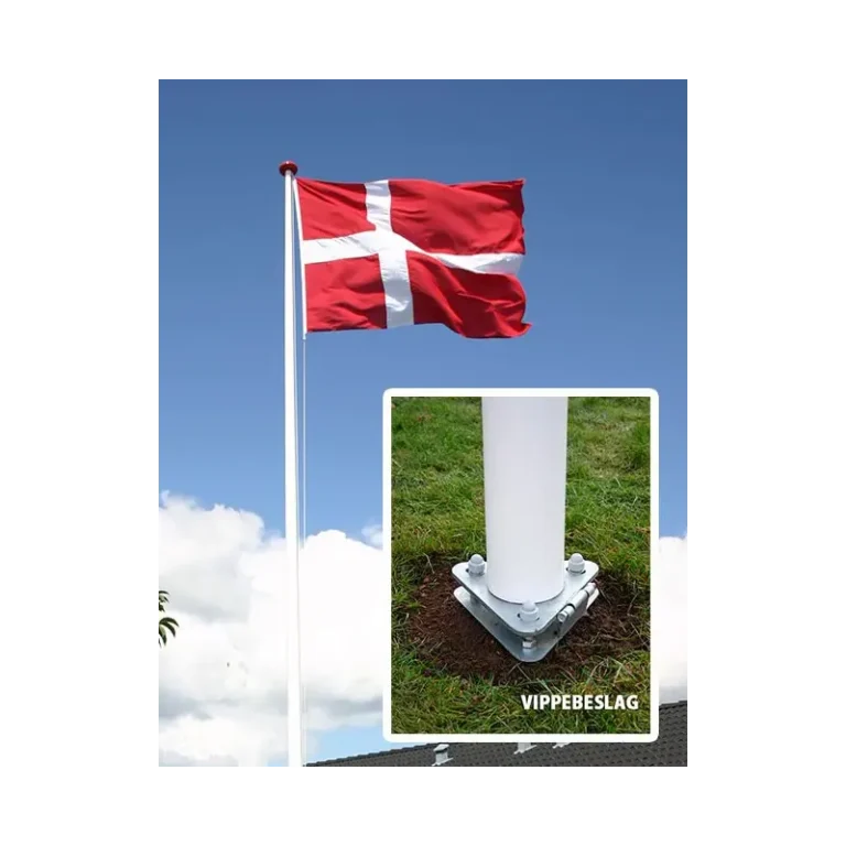 Glasfiber flagstang med Vippebeslag 8 Meter
