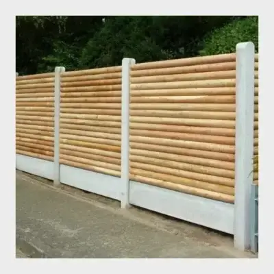 Vandret raftehegn inkl. betonstolper, betonbundplade og tilbehør Grøn trykimprægneret 120cm